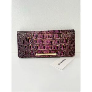 Brahmin Ady Snap Wallet Fig Jam Melbourne Genuine Leather Dark Purple NWT